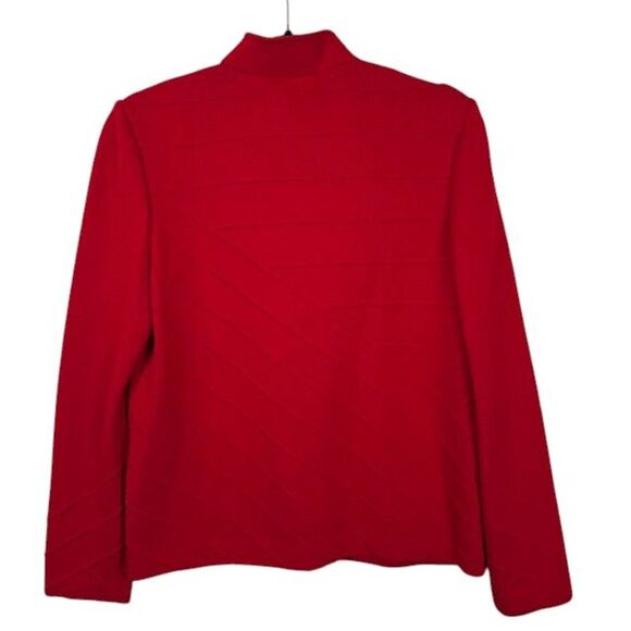 St. John Santana Knit Textured Wool Blend Sweater Zip Mandarin Collar Size 6 - Picture 5 of 13